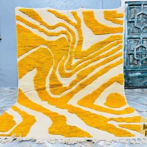 Custom Moroccan Yellow - Beni Ourain Rug - Handmade Rug - Tufted Boho Rug - Yellow Berber Rug - Authentic Moroccan Art