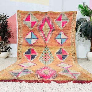 Vintage Berber Rug: Large Moroccan Wool Rug, Tribal Design