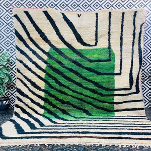 Handmade Moroccan Custom rug - Moroccan Woolen carpet - New Azilal rug - Beni Ourain style - New Beni Ourain rug - Boujad Berber rug