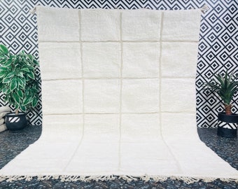 Moroccan white rug - Solid white rug - Plain white rug - Wool Berber rug - Beni ourain rug - Custom rug - Handmade rug - Moroccan area rug