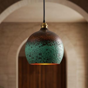 Lamp Pendant Dome Light, Dome Industrial Light, Oxidized Pendant copper Patina Lamp, Green Light Fixture,  Brass Dome Ceiling Lamp Kitchen