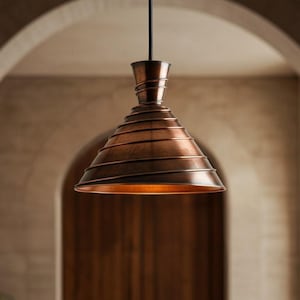 Handcrafted Brass Dome Pendant Lamp: Antique Patina Finish