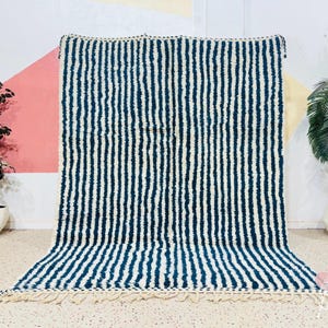 Handmade Beni Ourain Wool Rug: Colorful Berber Design, 7ft x 9.2ft