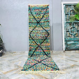 Handmade Moroccan Berber Runner Rug: Vintage Wool Hallway Carpet