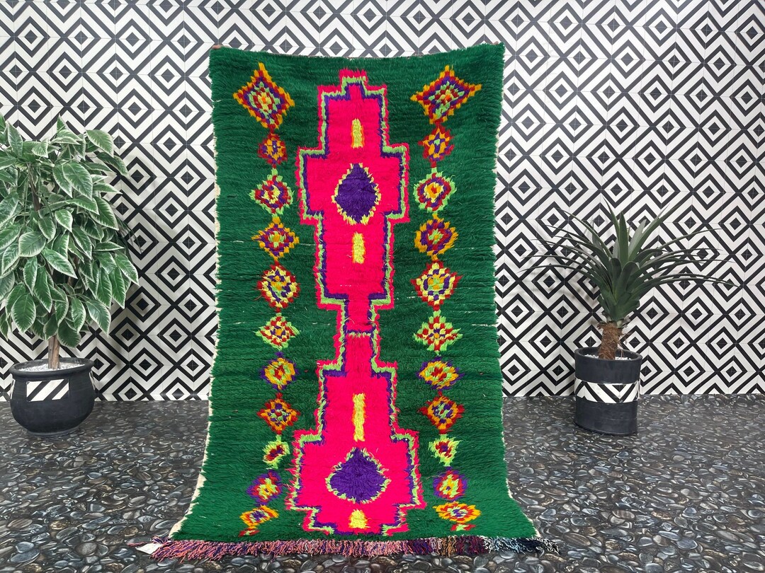 Moroccan Boucherouite Rug Moroccan Rug Colorful Etsy