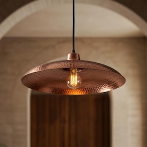 Moroccan Copper Hanging Lamp , Artisan Handmade Light , Rustic Boho Lighting for Cozy Interiors , Dome Pendant Lamp