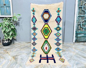 Exclusive Berber Rug, Moroccan Rug, Boucherouite Vintage Rug, Morrocan Rug, Entryway Rug, Bohemian Rug