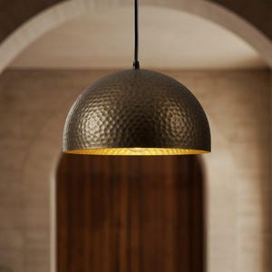 Handcrafted Brass Dome Pendant Lamp: Antique Rustic Lighting