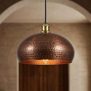 New Copper Dome Pendant Light Lamp, Hammerd Dome Lamp, Ceiling Dome Lamp, Copper Dome Light fixture, Rustic Chandelier