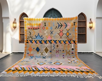 Authentic Moroccan Berber Rug, Colorful Wool Beni Ourain, Handmade Area Rug