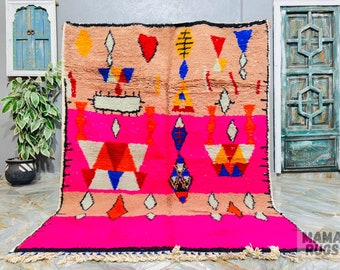 Pink Berber Rug, Natural Pink Rug, Custom Beni Ourain Rug, New Beni Ourain Rug, Area Rug, Style Moroccan Rug