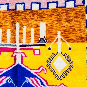 Tapis boujaad rose personnalisé, tapis marocain orange, tapis en laine à poils longs doux, tapis berbère marocain, tapis bohème, tapis de taille personnalisée dans toutes les tailles image 4