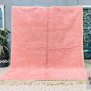Pink Beni Ourain Rug: Handmade Moroccan Wool Berber Carpet