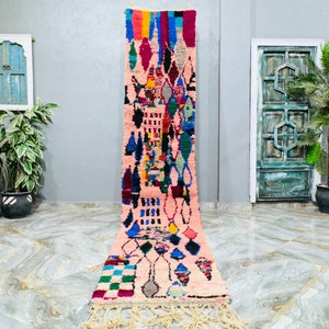 Authentique tapis marocain - Tapis boujaad fait main - Tapis de couloir - Tapis berbère marocain - Tapis coloré