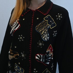Beautiful Vintage Stocking Themed Holiday Cardigan
