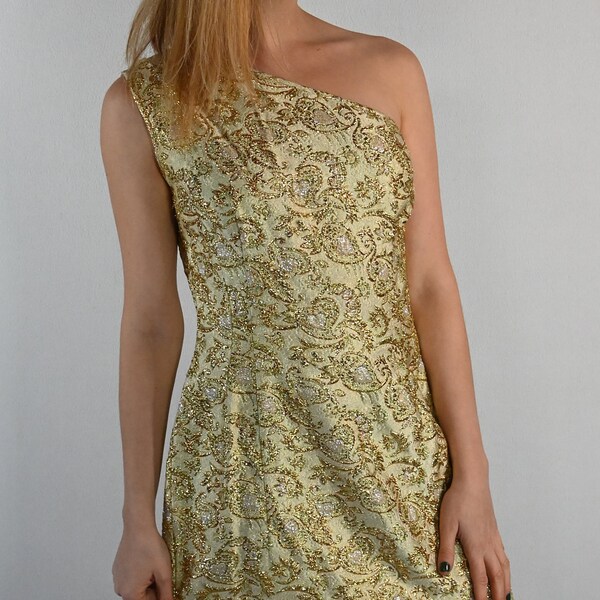 Gold Lame Dress Etsy