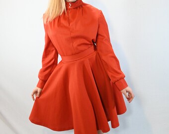 Vintage 1950s/ 1960s Burnt Orange Dress