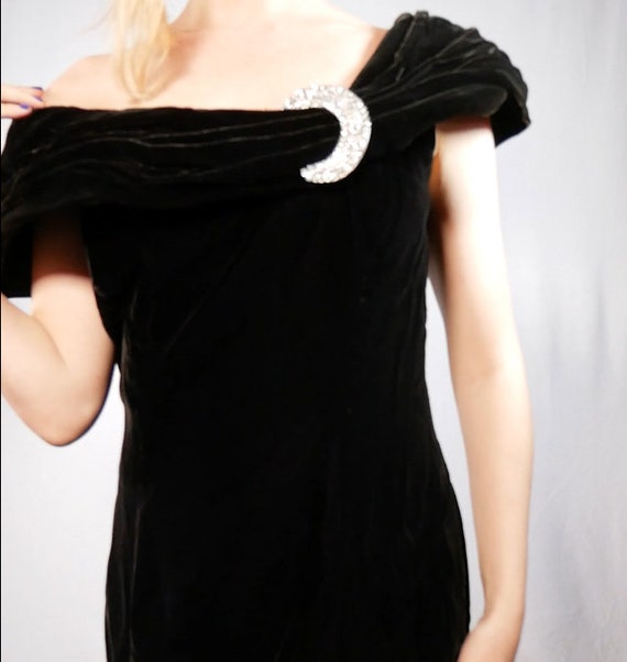 Rimini Black Velvet Dress With Rhinestone Moon Of… - image 3