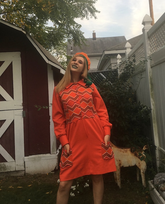 Bright orange mod dress