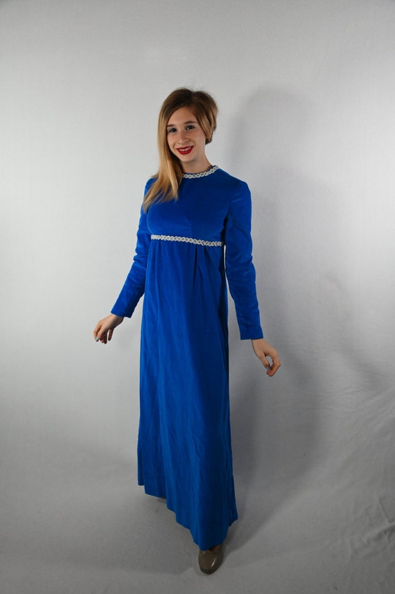 Vintage Royal Blue Velvet Dress