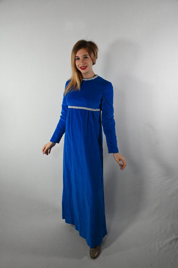 Vintage Royal Blue Velvet Dress