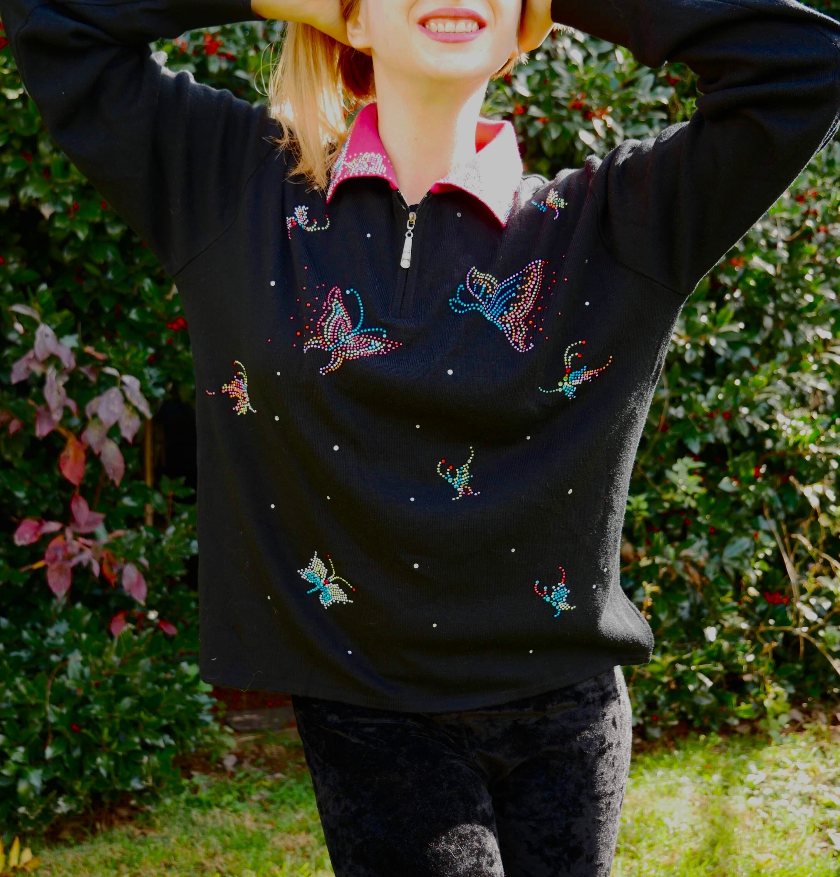 Bedazzled Butterfly Sweater Circa 1990s 