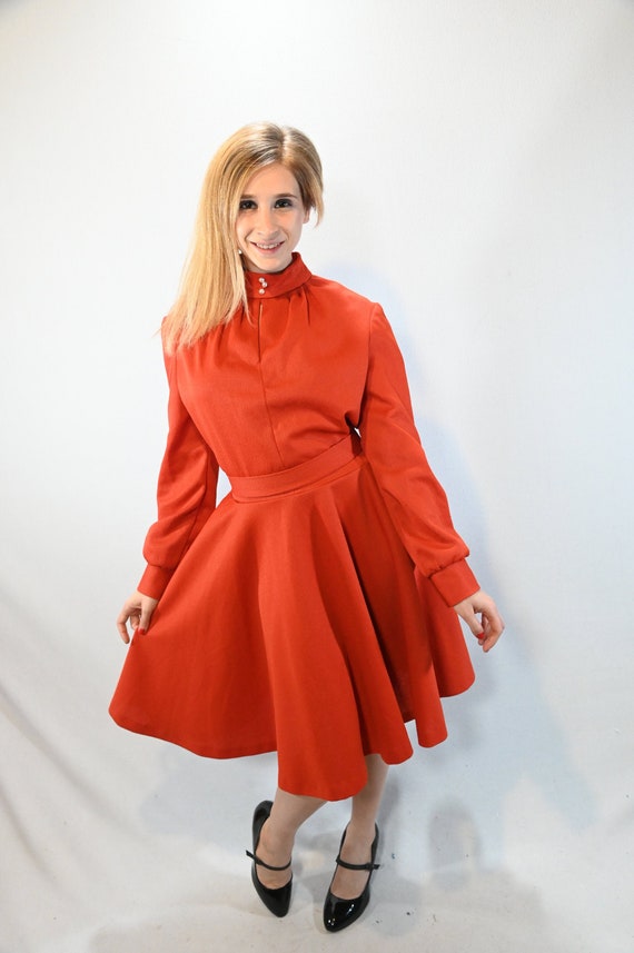 Vintage 1950s/ 1960s Burnt Orange Dress