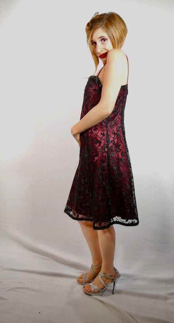 Betsey Johnson Evening Burgundy Lace Dress Size L… - image 6