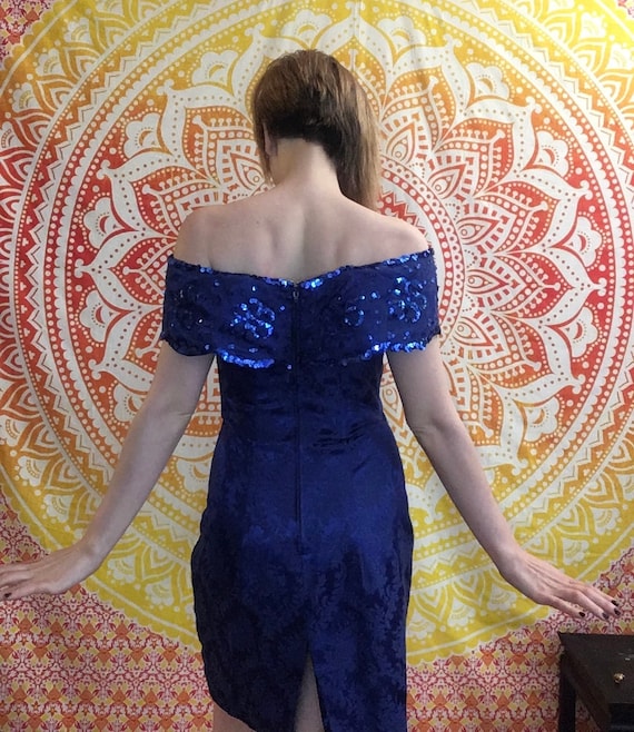 Blue Brocade Dress - image 6