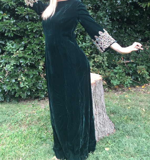 Mary Sachs Emerald Green Velvet Dress - image 1