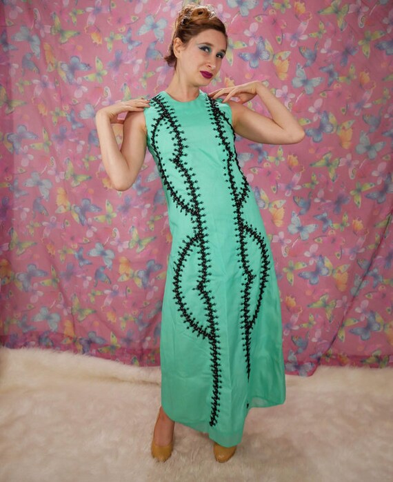 Mint Green Maxi Dress Circa 1960s/ 1970s - image 3