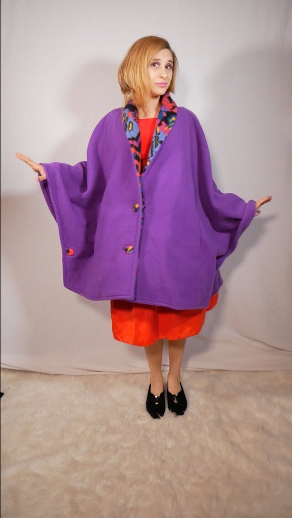 Vintage Volup Size  Fleece Poncho/ Cape Circa 199… - image 1