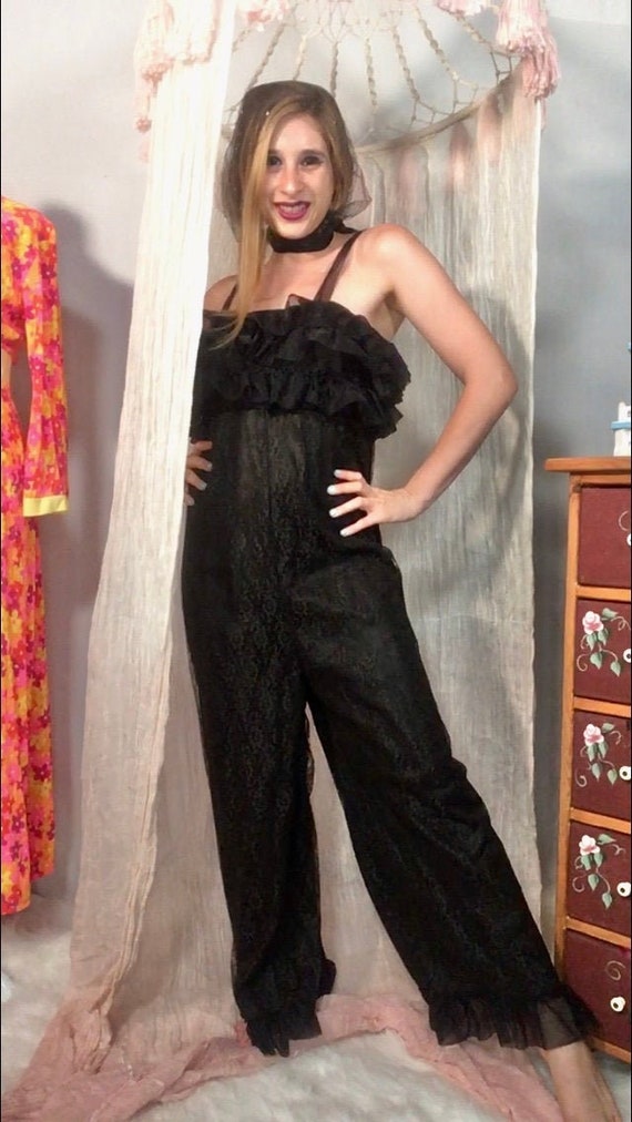 Lace/ Ruffled Jumpsuit Circa 1980s