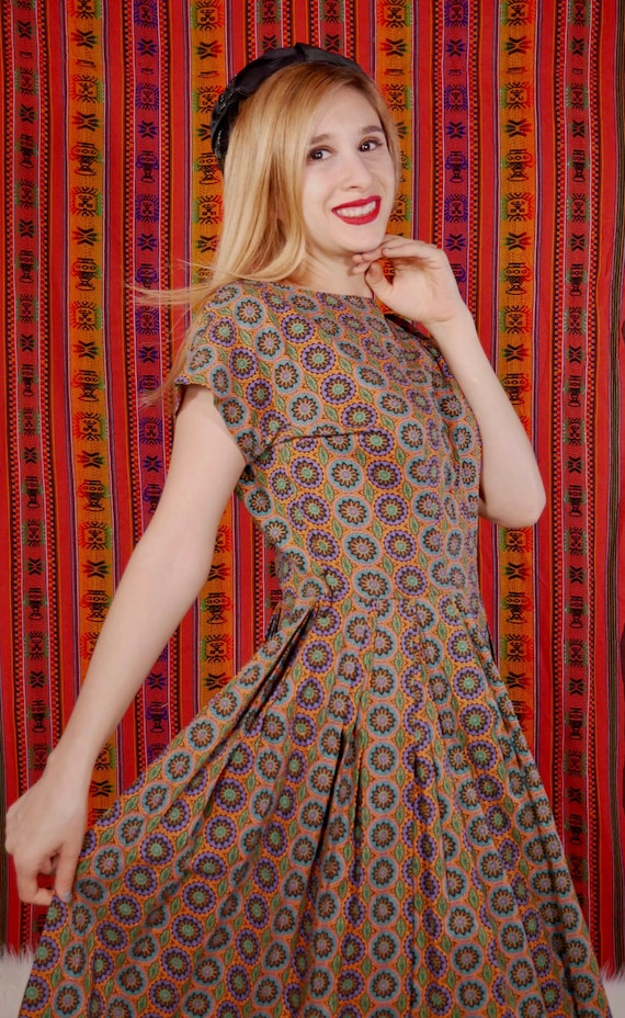 Mandala Fit and Flare Dress Circa Early 60s