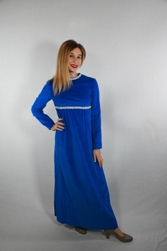 Vintage Royal Blue Velvet Dress - Gem