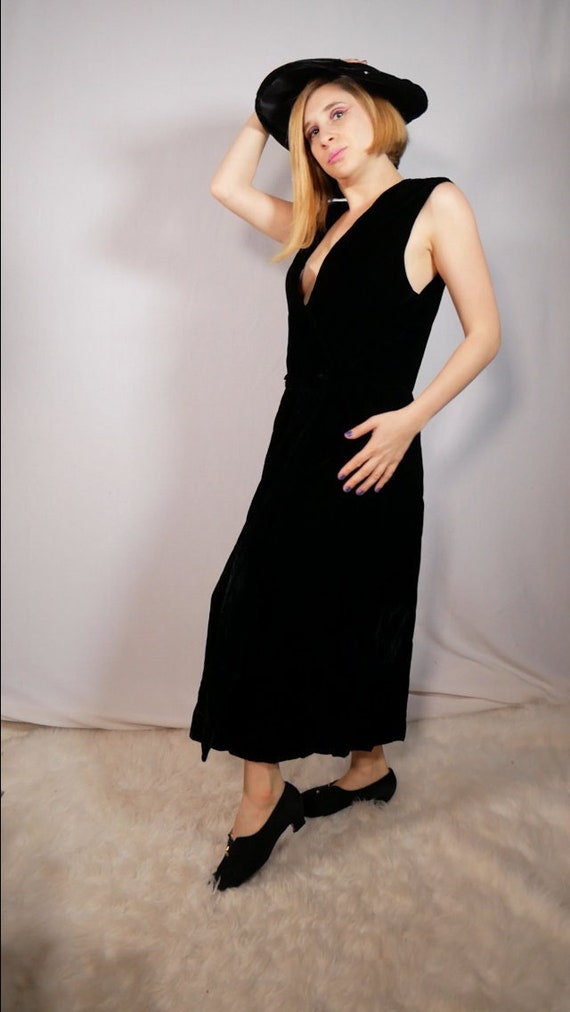 Carroll Reed Black Velvet Dress Circa 1990s