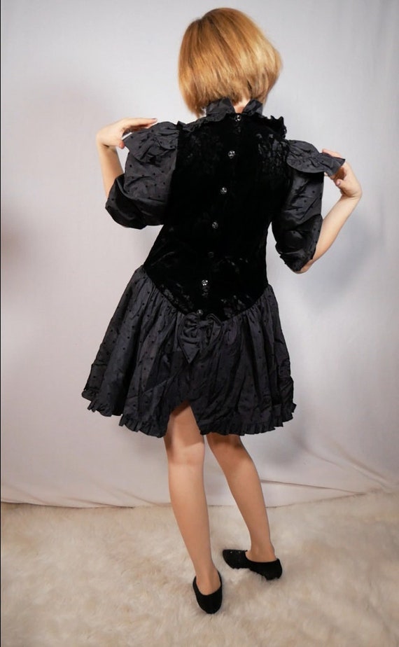 Mouse Feathers Black Velvet and Taffeta Dress Blac