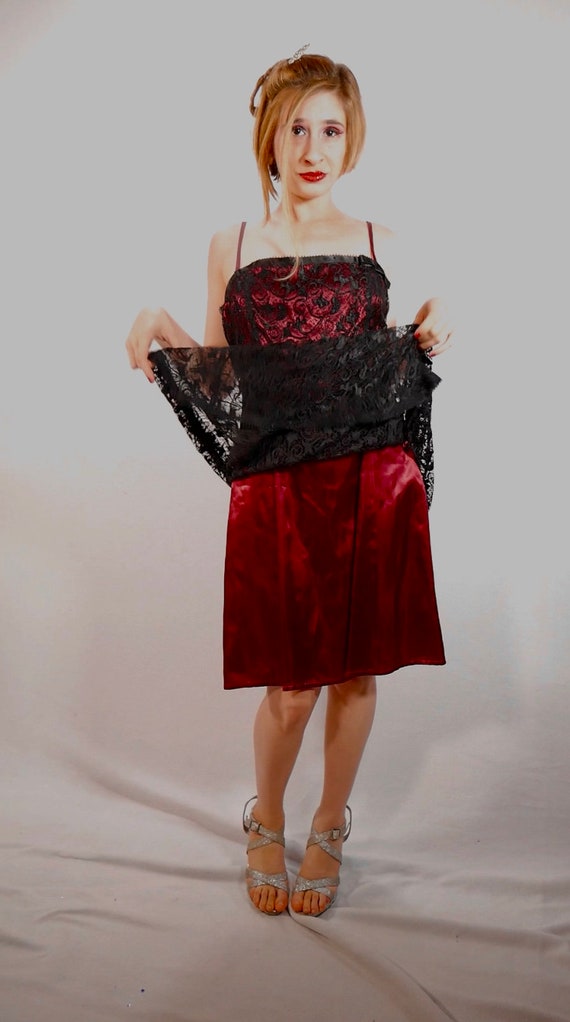 Betsey Johnson Evening Burgundy Lace Dress Size L… - image 4