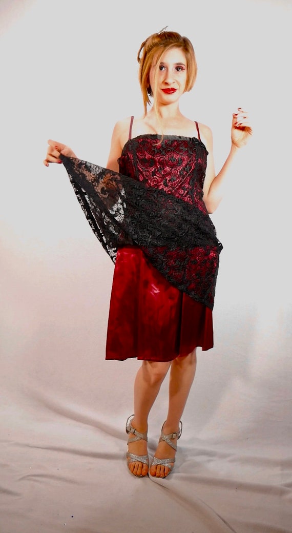 Betsey Johnson Evening Burgundy Lace Dress Size L… - image 7