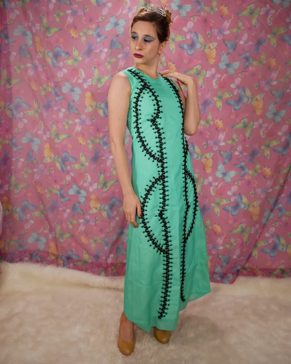 Mint Green Maxi Dress Circa 1960s/ 1970s - image 2