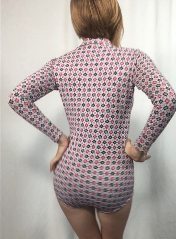 Collared Bodysuit Circa 1970s Mod, Twiggy, Disco,… - image 3