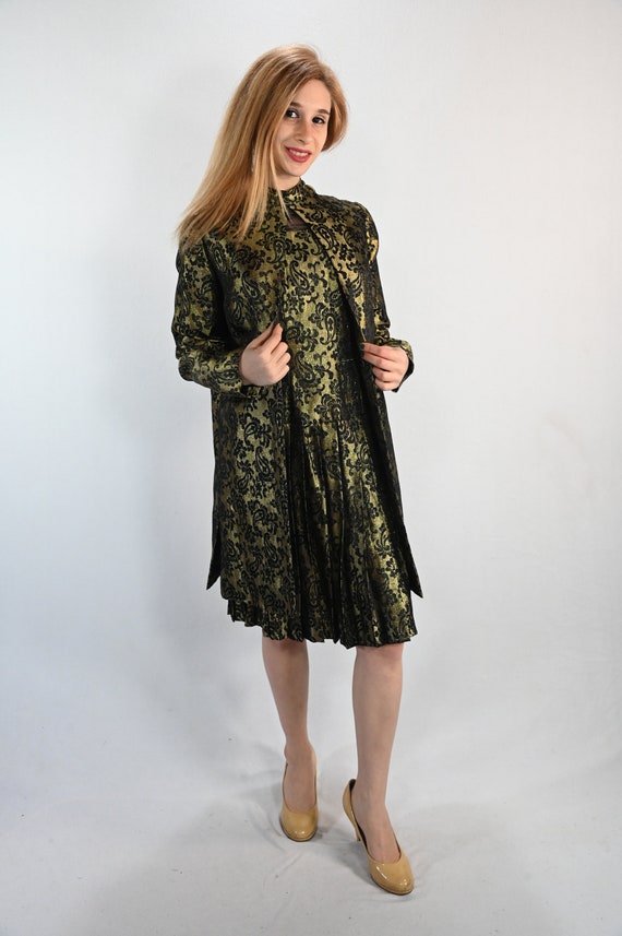 Gold Lame' Dress and Over Coat - image 1