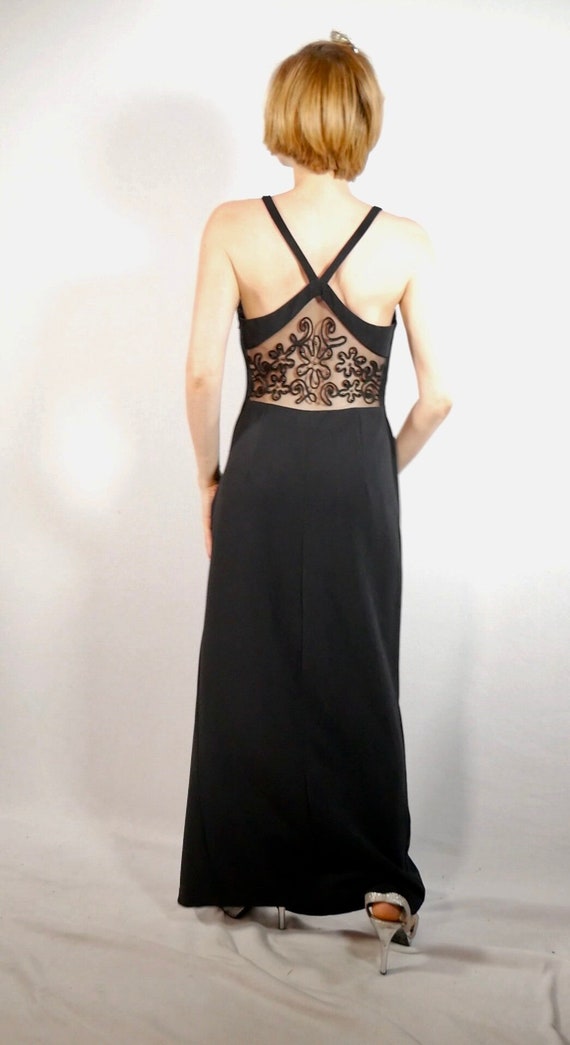 Bari-Jay Black Maxi Dress Size Medium Sheer Back