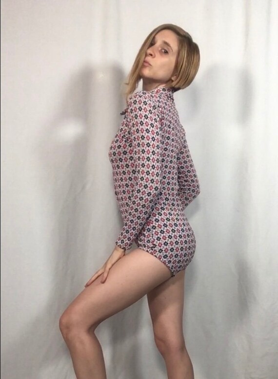 Collared Bodysuit Circa 1970s Mod, Twiggy, Disco,… - image 2