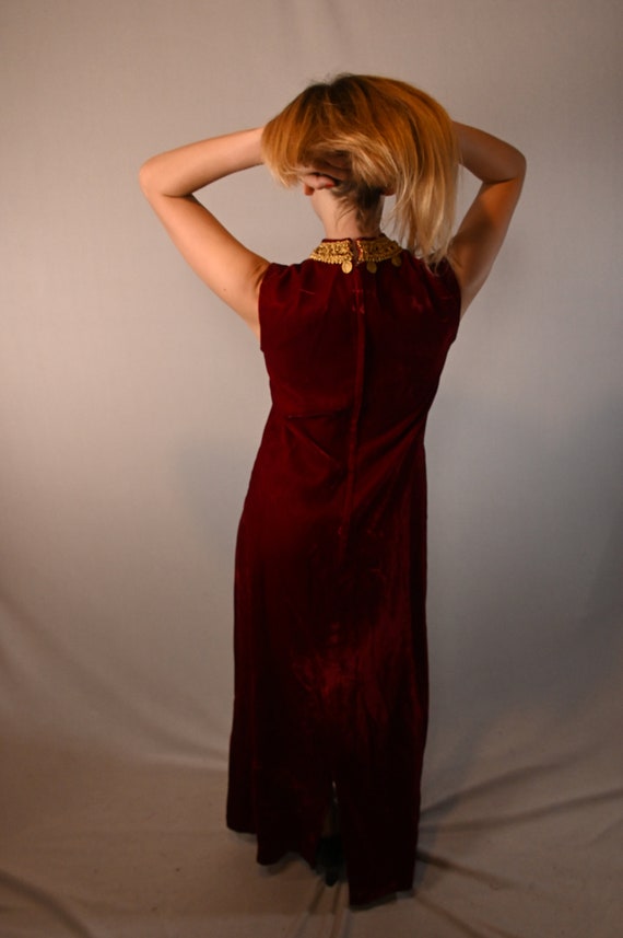 1960s Velvet Red Maxi Dress - image 4