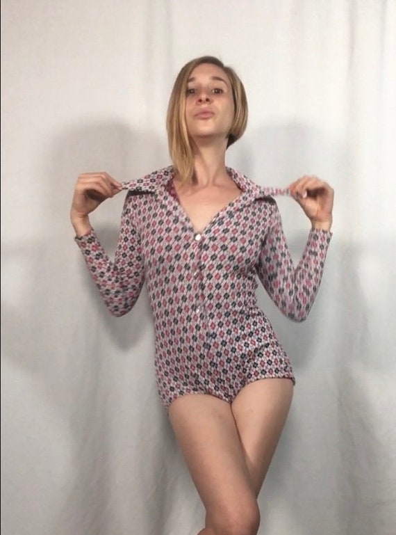 Collared Bodysuit Circa 1970s Mod, Twiggy, Disco,… - image 5