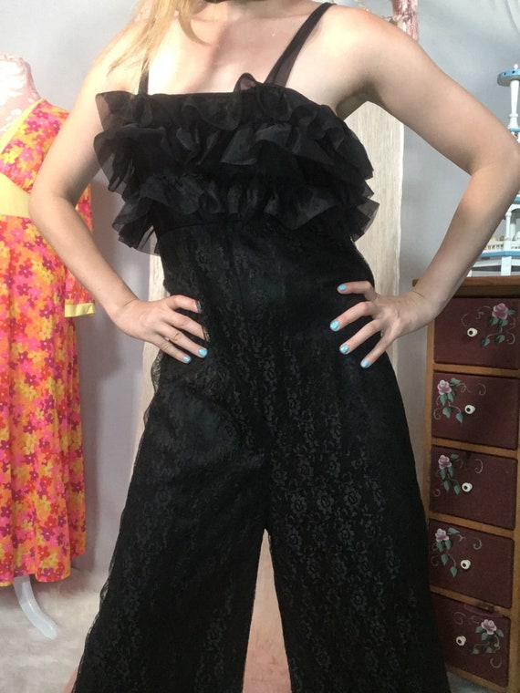 Lace/ Ruffled Jumpsuit Circa 1980s - image 2