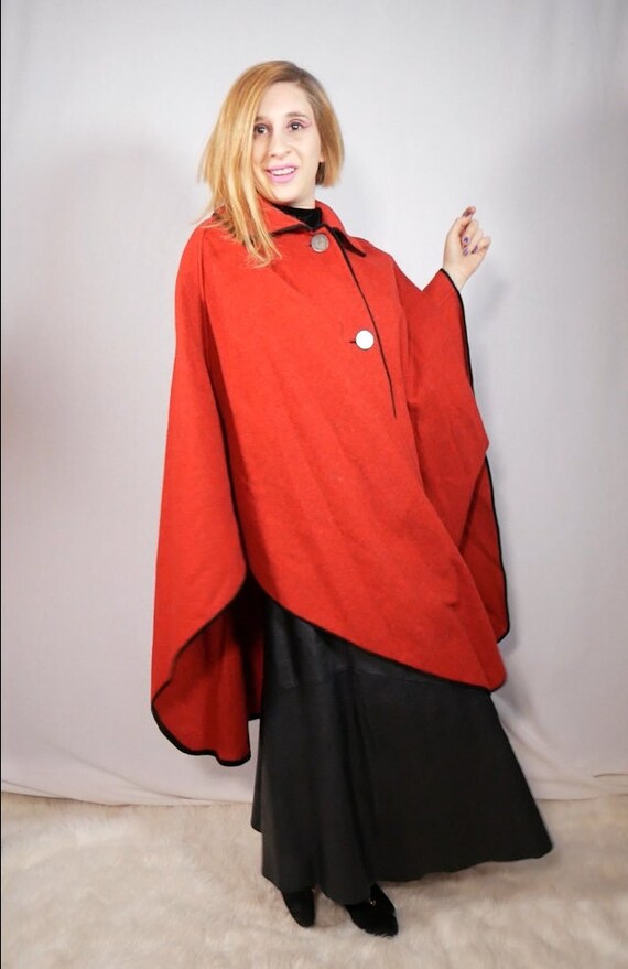 Original Lanz Salzburg Burnt Orange Wool Cape  Cir