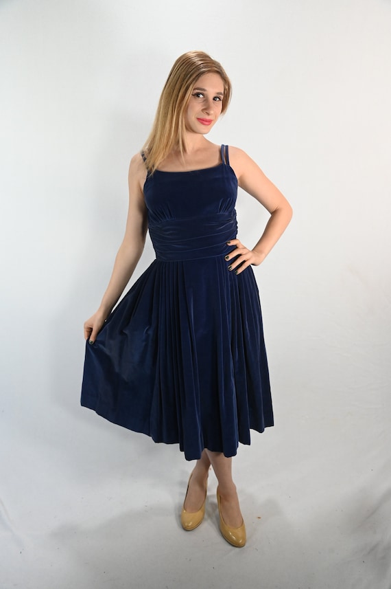 Velvet dress blue dress - Gem