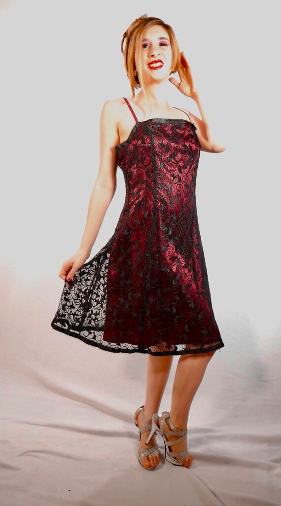 Betsey Johnson Evening Burgundy Lace Dress Size L… - image 3